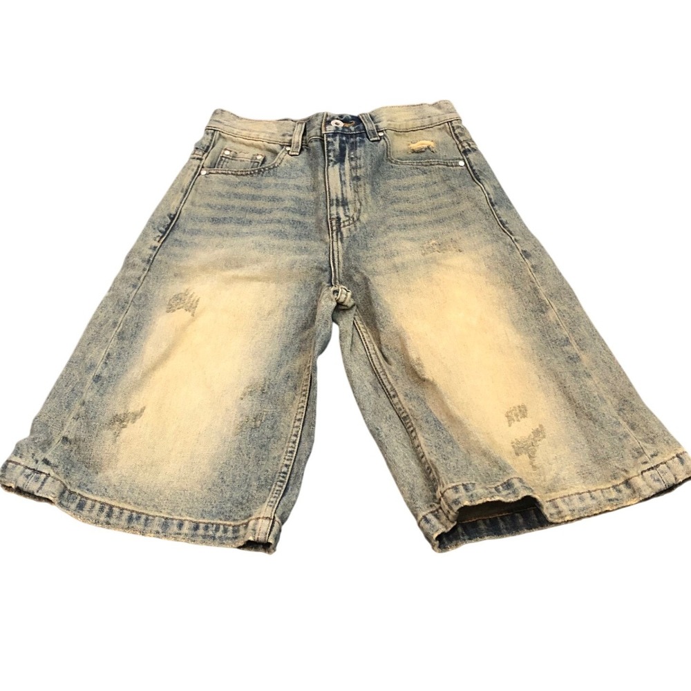 Simple Project Denim Jorts Unisex XS Blue Distressed Baggy Streetwear K23800